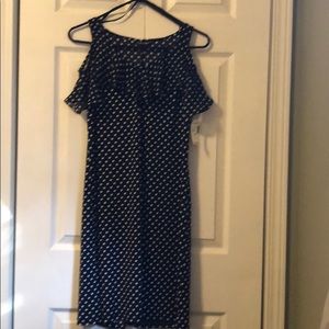 Navy cold shoulder dress